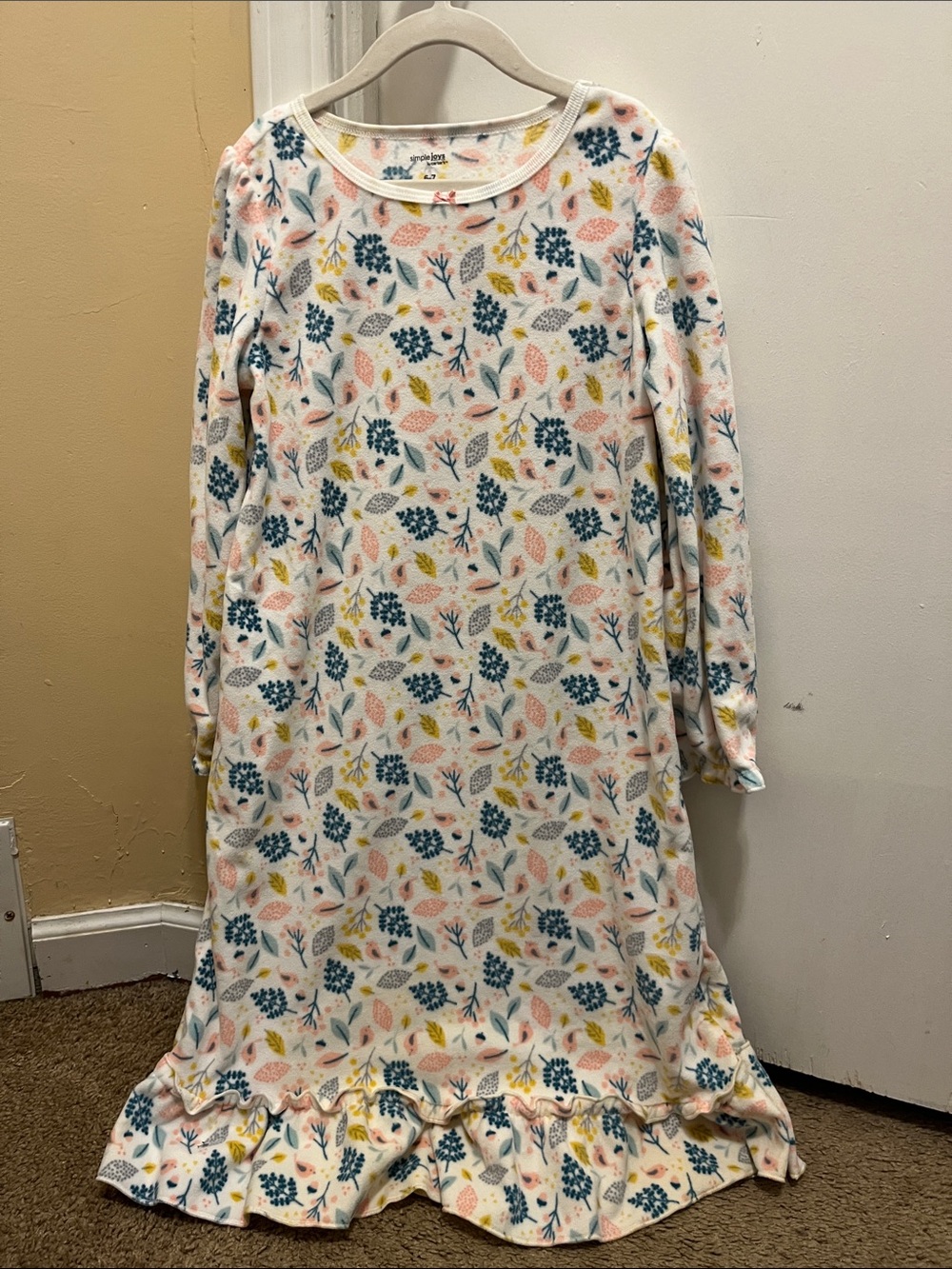 Girls Floral Ruffle Hem Nightgown -
